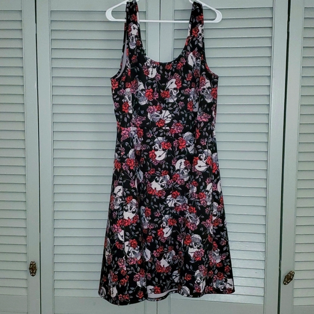 Torrid Floral Skull Skater Dress